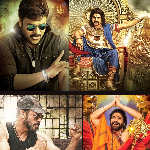 first looks,senior heroes,chiranjeevi,khaidi no 150,balakrishna,gpsk,venkatesh,guru,nagarjuna,om namo venkatesaya  నిజంగా సీనియర్ హీరోలా! లుక్ అలా లేదే..!